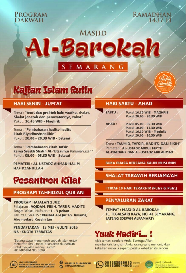 Program Dakwah Ramadhan 1437 H Masjid Albarokah