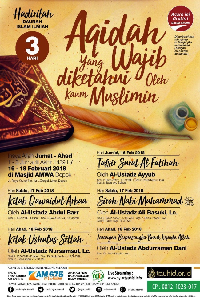 aqidah yang wajib diketahui oleh kaum muslimin dan muslimat